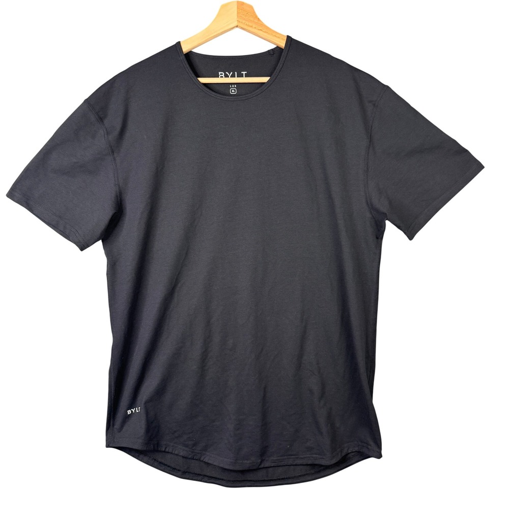 BYLT Premium Basics Lux Drop Cut Tee Black XL Short Sleeve Athletic Fit T-Shirt